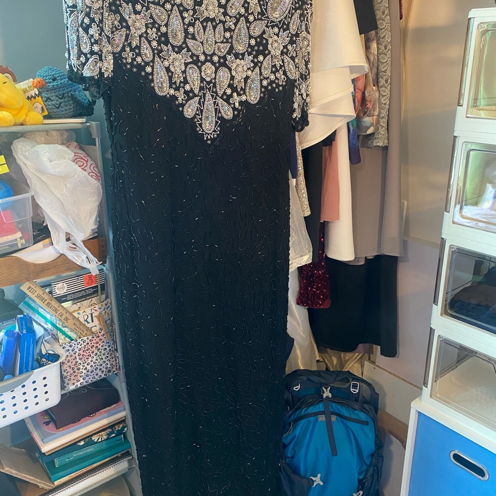 Elegant Black and Silver Embellished Dress